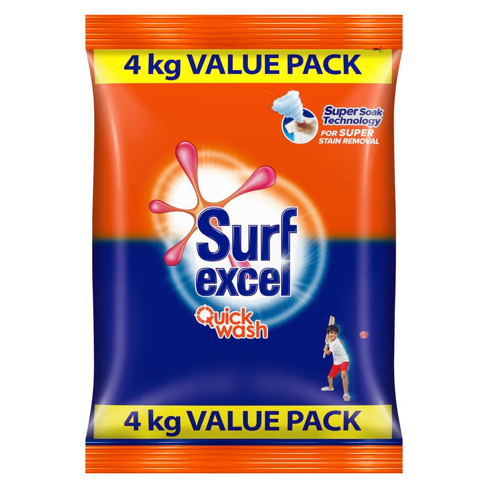 Surf Excel Easy Wash Detergent Powder 4 kg | Superfine Washing Powder | Dissolves Easily & Removes Tough Stains | Suitable for all Washing Machines