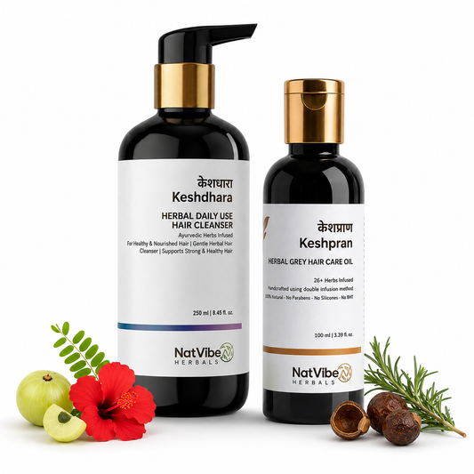 Grey Hair Care Kit (Keshpran Hair Oil + Keshdhara Hair Cleanser)